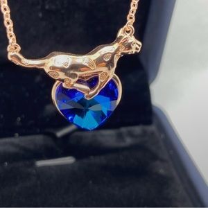 IEFRIOH (Rose Gold And Silver Available) Cheetah Blue Stone Pendant Necklace